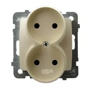 Розетка Ospel GP-2SR/m/42, 16 A, IP20, Pearl, 71×71×48 мм