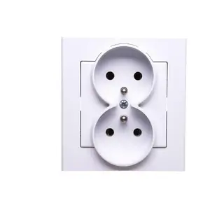 Double grounded electrical outlet Ospel SONATA GP-2RZ/75 with frame, matte white
