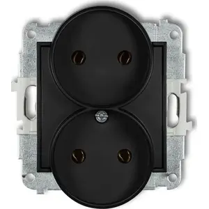 Divkārša kontaktligzda Karlik MINI 12MGPR-2 melna matēta — uzstādāma, 2 moduļi