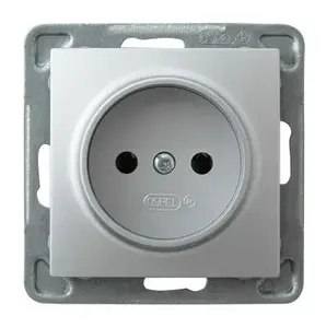 Розетка Ospel GP-1Y/m/18 Silver — 16 A, IP20, 71×71×37 мм