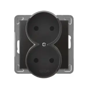 Розетка Ospel GP-2YR/m/50 — антрацит, 16 А, IP20, 71×71×45 мм