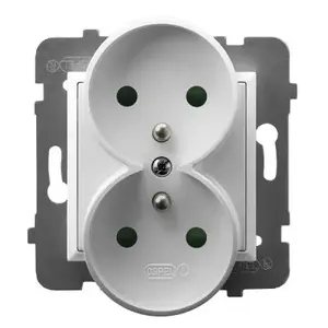 Розетка Ospel GP-2URZP/m/00 белая — 16 A, IP20, 71×71×45 мм