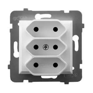 Розетка Ospel GP-3U/m/00 белая, 2.5 А, IP20, 71×71×46 мм