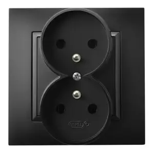 Kontaktligzda Ospel GP-2UZ/33 16 A, IP20, melna, 82×82×45 mm