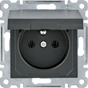Power socket with earth and cover Hager WL1123 16 A / 250 VAC black