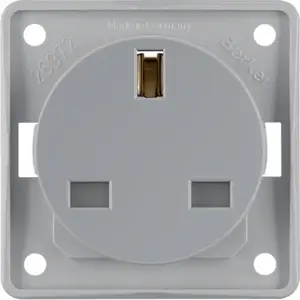 Socket outlet Type G Hager 962622506, 2P+E, 13 A, 250 V, IP20, grey, 55.5×55.5 mm
