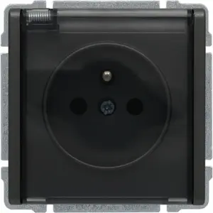 Socket outlet KOS single waterproof IP44 with shutter and flap graphite model 666040
