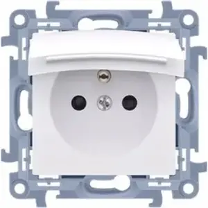 Розетка одиночная IP44 с шторками и уплотнителем, Kontakt-Simon CGZ1BCZ, 16A, белая крышка
