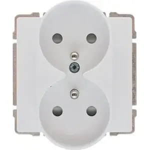 Divkāršs kontaktligzda KOS modelis 660447 ar zemējumu un aizsargžalūziju 16A 250V IP40 balta