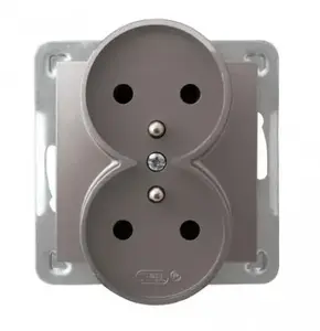 Розетка Ospel GP-2YRZ/m/23, 16 A, IP20, титан, 71×71×45 мм