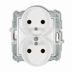 Double socket outlet Karlik 25MGPR-2z with earth 2×2P+Z white matte