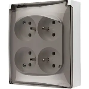 Розетка 4-местная с заземлением, прозрачной крышкой, IP44 — Kontakt-Simon ACGZ4/11A