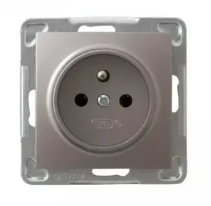 Розетка Ospel GP-1YZ/m/23, 16 A, IP20, титан, 71×71×37 мм