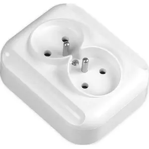 Surface-mounted double electrical outlet Timex TIMEX TURKUS GNt-6T with grounding, white