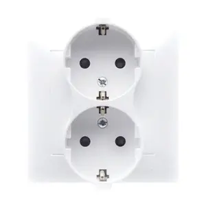 Rozete Kontakt-Simon DGSZ2Z/11 balta, plastmasas korpuss, IP20, 250 V, 82×49×87 mm
