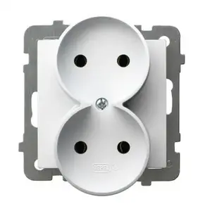 Розетка Ospel GP-2GR/m/00, 16 A, IP20, белая, 71×71×48 мм