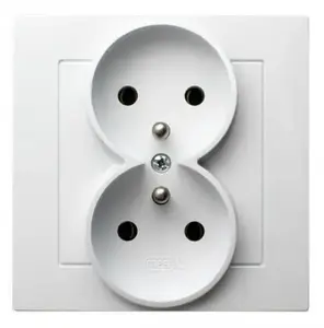 Socket outlet Ospel GP-2GZ/00, 16 A, IP20, white, 84×84×45 mm