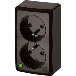 Electrical outlet double with grounding ELEKTROPLAST 3743-05 2x2P+Z 16A brown