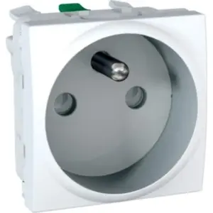 Schneider Electric Unica vienvietīga kontaktligzda ar zemi un bērnu aizsardzību 2P+Z, balta (MGU3.059.18)
