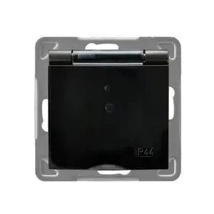 Розетка Ospel GPH-1YZ/m/50/d — IP44, 16 А, антрацит, 71×71×44 мм