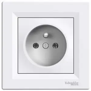 Schneider Electric vienkāršā kontaktligzda ar slēdzi un zemējumu, balta EPH2800121