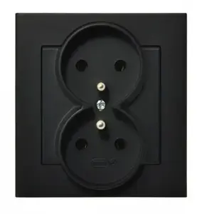 Розетка Ospel GP-2RZ/33 — 16 A, IP20, чёрная, 84×45×90 мм