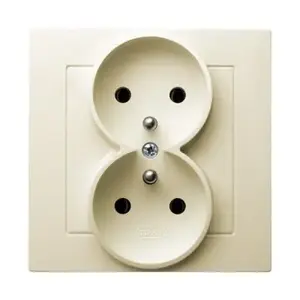Розетка Ospel GP-2GZ/27 — 16 A, IP20, 84×84×45 мм