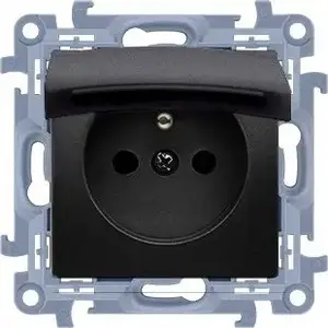 Socket outlet Kontakt-Simon Simon 10 CGZ1BCU.01/49 16A 250V~ IP44 without gasket, matte black cover flap, quick connectors