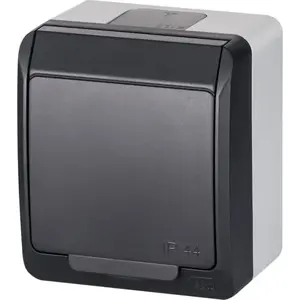 Electrical outlet ELEKTROPLAST HERMES single socket with ground 2P+Z SCHUKO IP44 anthracite 0324-07
