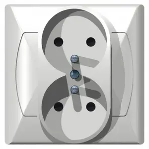 Kontaktligzda Ospel GP-2AZ/00 — iebūvējamā 16 A, IP20, balta, 82×82×44 mm