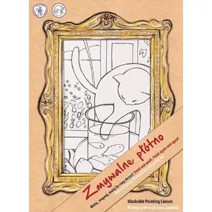 Canvas print Strigo 'Kot z czerwoną rybą' — white canvas art by Strigo
