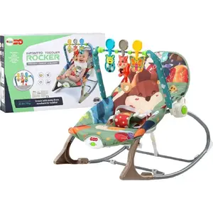 Bērnu šūpuļkrēsls 2‑1 LEANToys modelis 17672 ar vibrāciju un skaņu — lapsiņas dizains