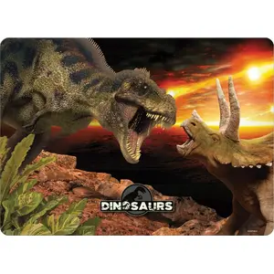 Derform desk mat PP 290x400 mm with dinosaur print, non-slip underlay