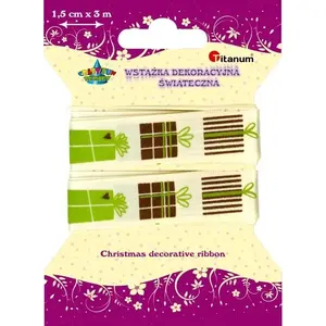 Ribbon Titanum Wstążka 1.5 cm x 3 m Xmas DD145 — decorative ribbon for gifts and crafts