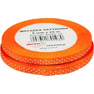 Satin ribbon BREWIS WSK6-25 6 mm with polka dots, decorative ribbon for crafts and wrapping