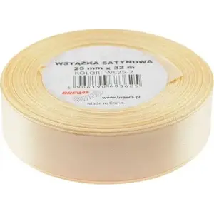 Ribbon BREWIS satin ribbon 25 mm / 32 mm, color 2 ecru