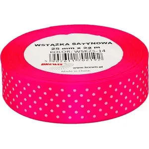 Ribbon BREWIS Wstążka satynowa kropki 25 mm WSK25-14