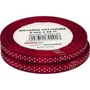 Satin ribbon BREWIS WSK6-33 6 mm — dotted pattern