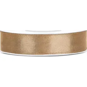 Satin ribbon 12 mm x 25 m, light gold — No name