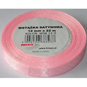 Satin ribbon BREWIS AA228BRW 12 mm × 22 m, polka dot pattern, color 9