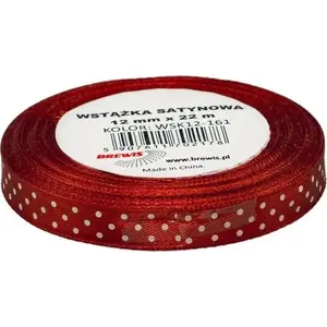 Satin ribbon BREWIS 12 mm x 22 m, dotted pattern, color 161