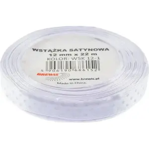 Satin ribbon BREWIS 12 mm x 22 m dotted pattern, color 1