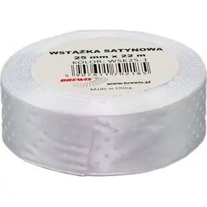 Satin ribbon BREWIS WSK25-1 25 mm, polka dot pattern, decorative craft ribbon