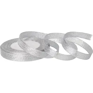 Decorative Christmas ribbon TEKA glitter silver 12 mm x 22 m