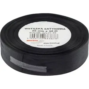 BREWIS Satin Ribbon 25 mm / 32 mm, color 39 Black, craft and gift wrap ribbon
