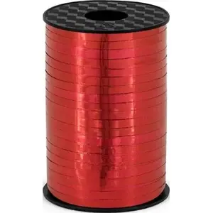 Plastic Metallic Ribbon PartyDeco 5 mm Red — universal decorative ribbon