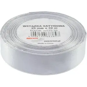 Satin ribbon BREWIS 25 mm / 32 mm color 36 silver – decorative craft ribbon
