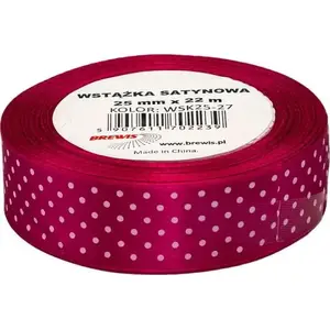Satin ribbon BREWIS Wstążka satynowa BREWIS kropki 25 mm WSK25-27