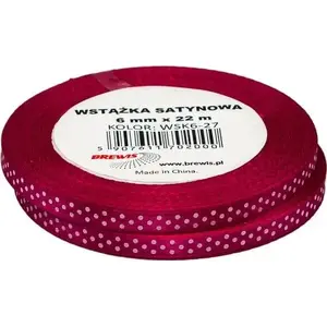 Satin Ribbon BREWIS 6 mm x 22 m, dotted pattern, color 27