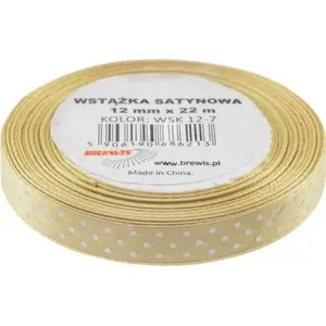 Satin ribbon BREWIS 12 mm x 22 m, dotted pattern, color 7